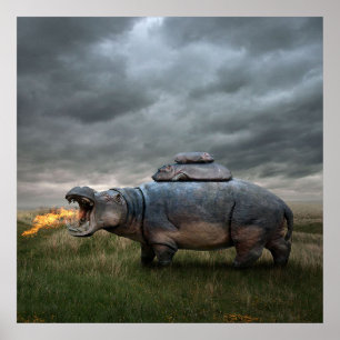 Poster Mãe hippo irritada