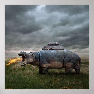 Poster Mãe hippo irritada|