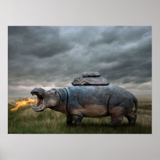 Poster Mãe hippo irritada|