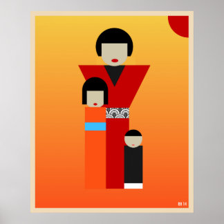 Poster Mãe japonesa e trabalho de arte para crianças