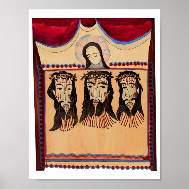 Poster Mãe Mary Cristo Coroa Coroa Pintura (Frente)