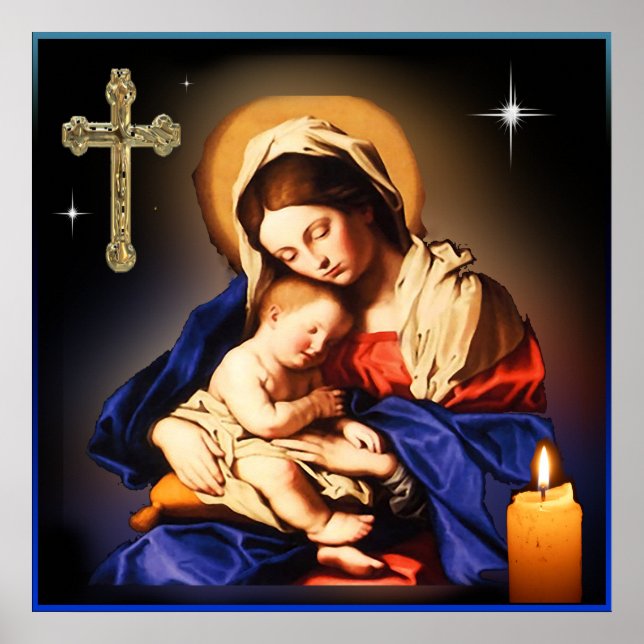 Poster Mãe Mary e Amor Jesus (Frente)