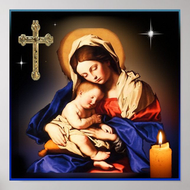 Poster Mãe Mary e Amor Jesus (Frente)