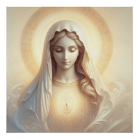 Mãe Mary Em Tons Brancos Suaves