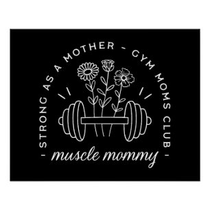 Pôster Mãe musculosa academia mãe forte engraçada