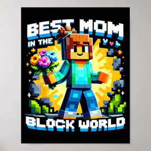 Poster Mãe no mundo de blocos pixel jogos dia das mães