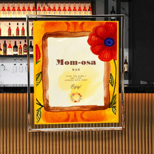 Poster Mãe-osa Retro Hippie Floral Watercolor Chá de fral