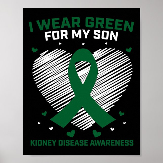Poster Mãe Pai Eu Visto Verde Para Minha Doença De Rim Fi (Frente)