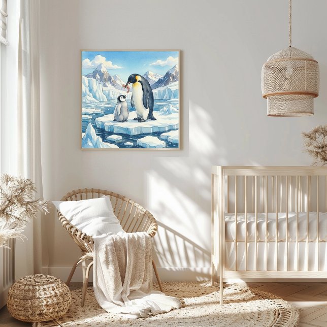 Poster Mãe Pinguim e Berçário de Filhotes (Criador carregado)