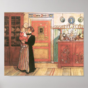 Pôster Mãe que guardara o bebê na cozinha