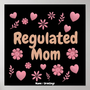 Poster Mãe Regulada 3D Floral Cor-de-Rosa Estética do Cor