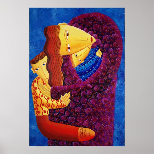 Pôster Mãe segurando seus dois filhos (Frente)