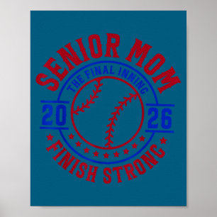 Poster Mãe sênior de beisebol 2026 a última entrada feliz