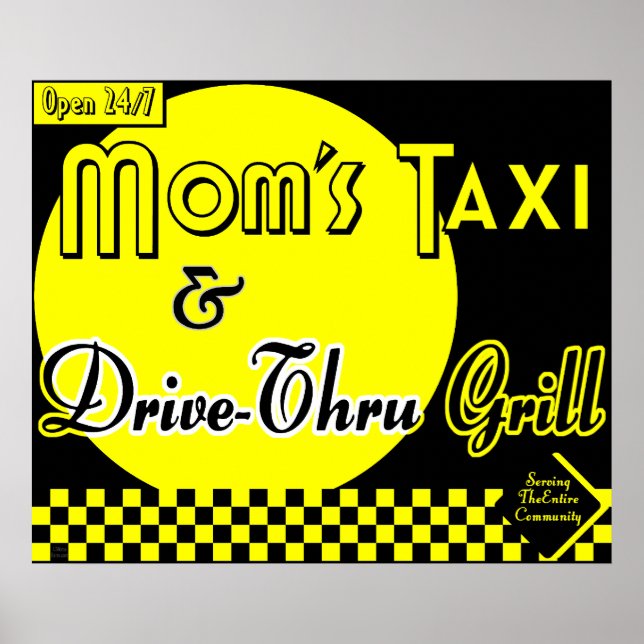 Poster Mãe Taxi & Drive Thru Grill Retro Kitchen Art (Frente)