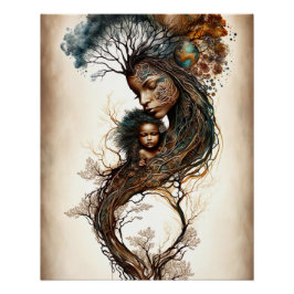 Pôster Mãe Terra e Criança