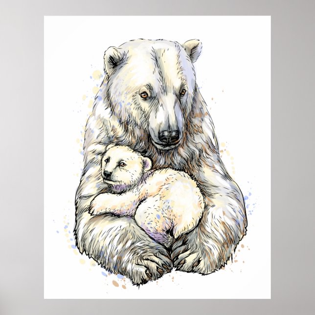 Poster Mãe Urso Polar E Filhote (Frente)