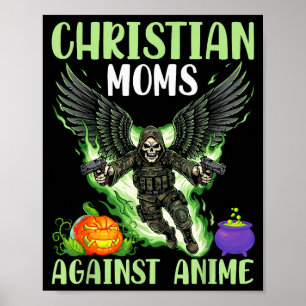 Poster Mães Cristãs Contra Asas de Anjo Esqueleto de Anim