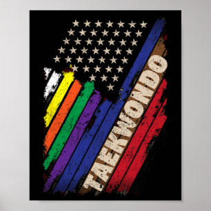 Poster Mães Taekwondo - Cinturão Negro Branco da bandeira