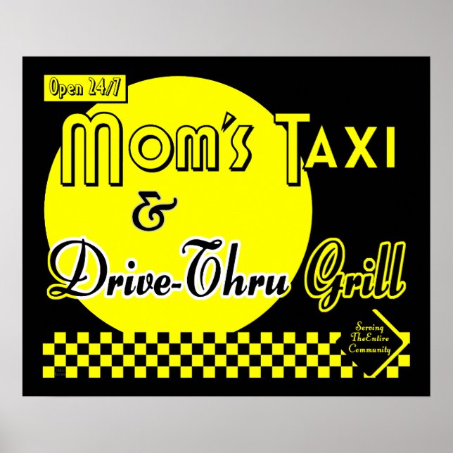 Pôster Mães Taxi & Drive Através da Arte da Cozinha Retro (Frente)