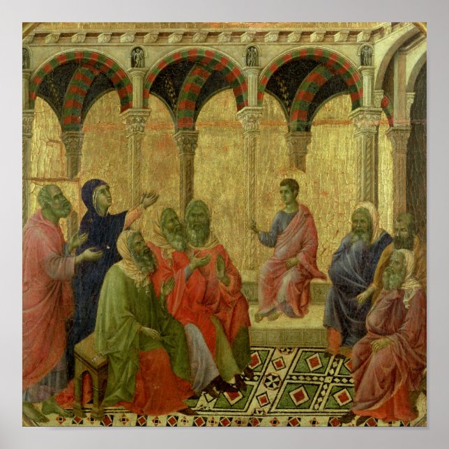 Pôster Maesta: Cristo entre os médicos, 1308-11 (Frente)