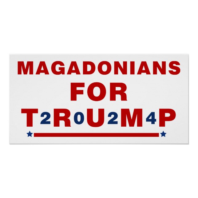 Pôster Magadonianos Para Trump 2024 Red Blue Star (Frente)