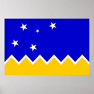 Pôster Magallanes, bandeira do Chile, a Antártica