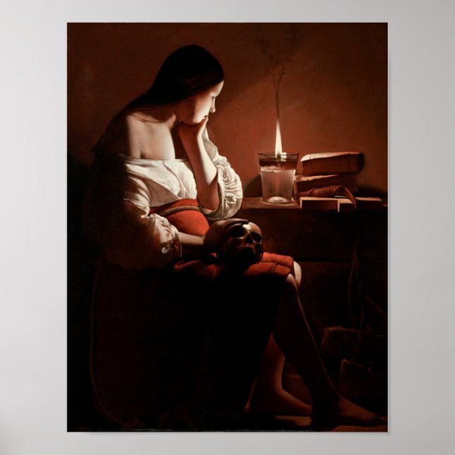 Poster Magdalene com chamas fumantes, La Tour (Frente)