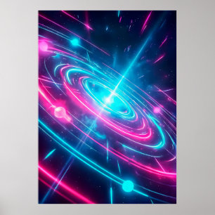 Poster Magenta Ciano Neon Vibrante Pulso Cósmico