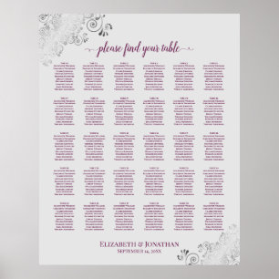 Poster Magenta em Gráfico de Casamentos de Mesas 30
