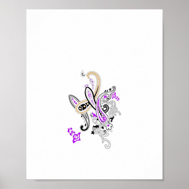 Poster Magenta púrpura, laranja avermelhada, azul-lacado (Frente)