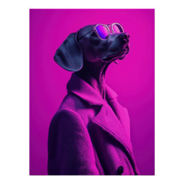 Pôster Magenta Swagger: Stylish Weimaraner in Pink Coat