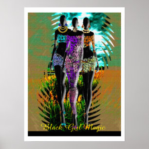 Poster Magia da Menina Negra – Silhueta de Moda em Mídia