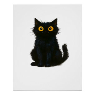 Pôster Magia de Gato Preto � Arte de Gato de Halloween Fo