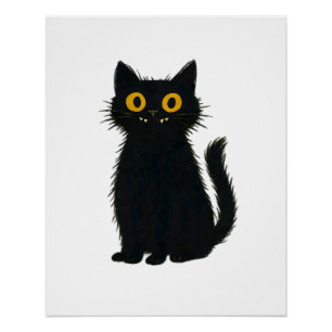 Pôster Magia de Gato Preto � Arte de Gato Místico e Hallo