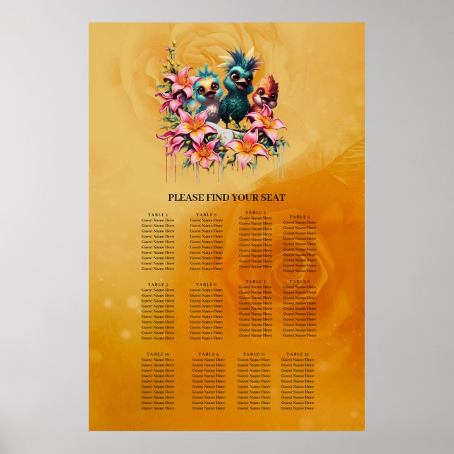 Poster Magia de pássaros em um mar ​ flores ​ (Frente)