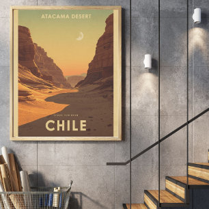 Poster Magia do Vale da Lua – Vintage Deserto de Atacama 