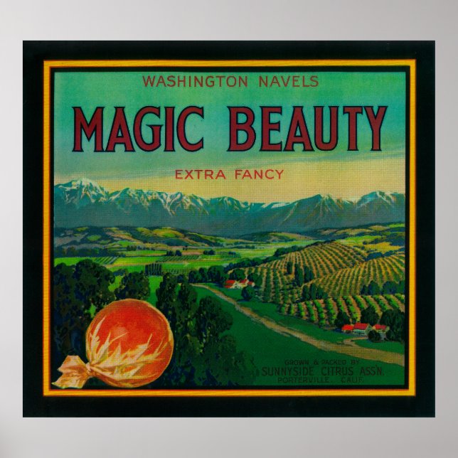 Poster Magic Beauty Orange LabelPorterville, CA (Frente)