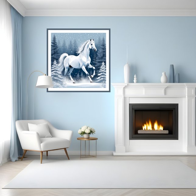 Poster Magic White Winter Horse (Criador carregado)