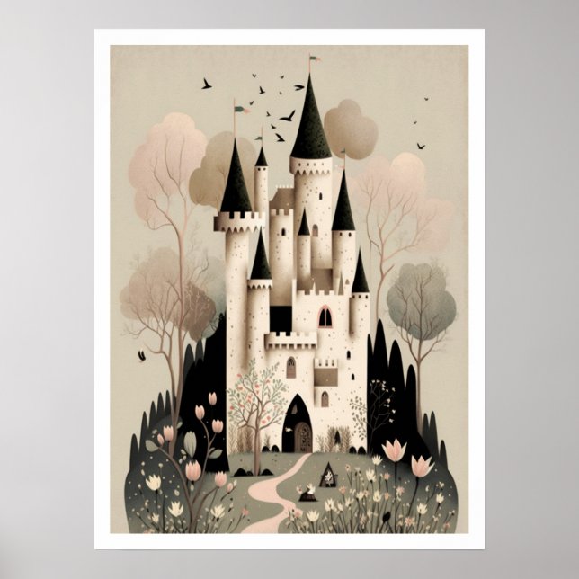 Poster Magical Fairy Tale Castle Poster, Fantasy Wall Art (Frente)