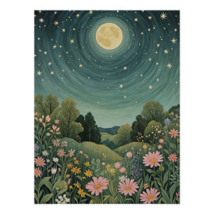 Pôster Magical Moonlit Meadow