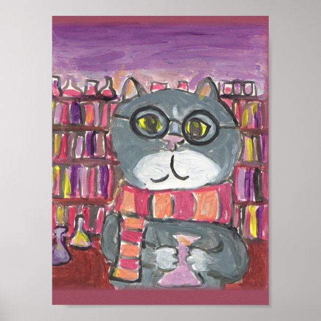 Poster Magical Potions Academic Wizard Cat Art (Frente)