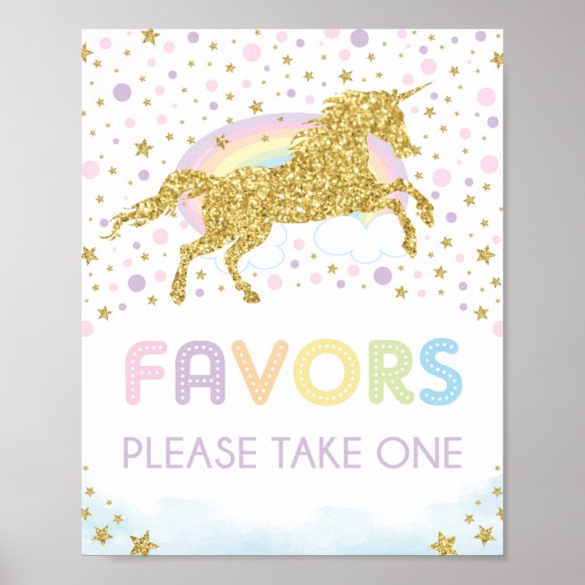 Poster Magical Rainbow Unicorn / Favorece Festa de aniver (Frente)