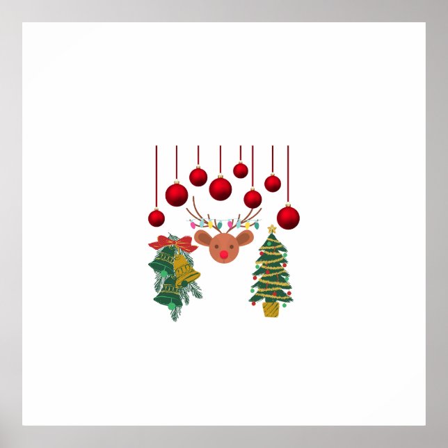 Poster Magical Reindeer Bells and Christmas Tree Design  (Frente)