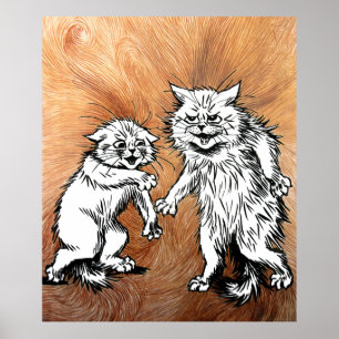 Poster mágico da arte dos gatos de Louis Wain do