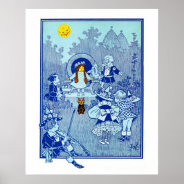 Poster Mágico de Oz Vintage, Dorothy Encontra os Munchkin