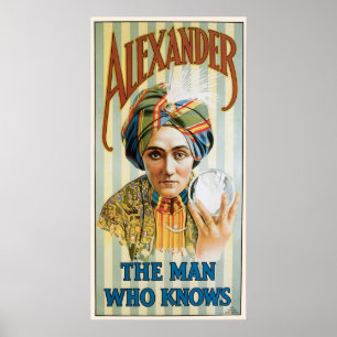 Poster mágico do vintage, Alexander, homem que