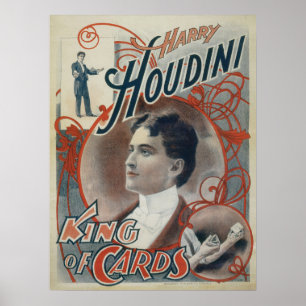 Poster mágico do vintage, mágico Harry Houdini