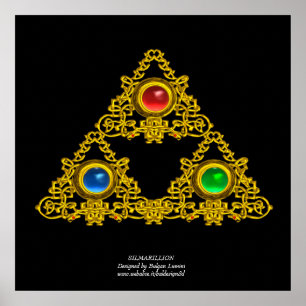 PÔSTER MÁGICO ELFIC TALISMAN/DOURADO TRIÂNGULO COM GEMSTO