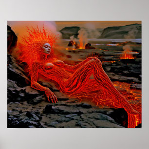 Poster “Magma Adormecido” – Retrato de Mulher Vulcânica
