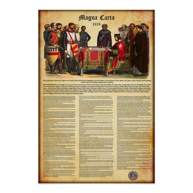 Pôster MAGNA CARTA 1215 - Texto em inglês (Frente)